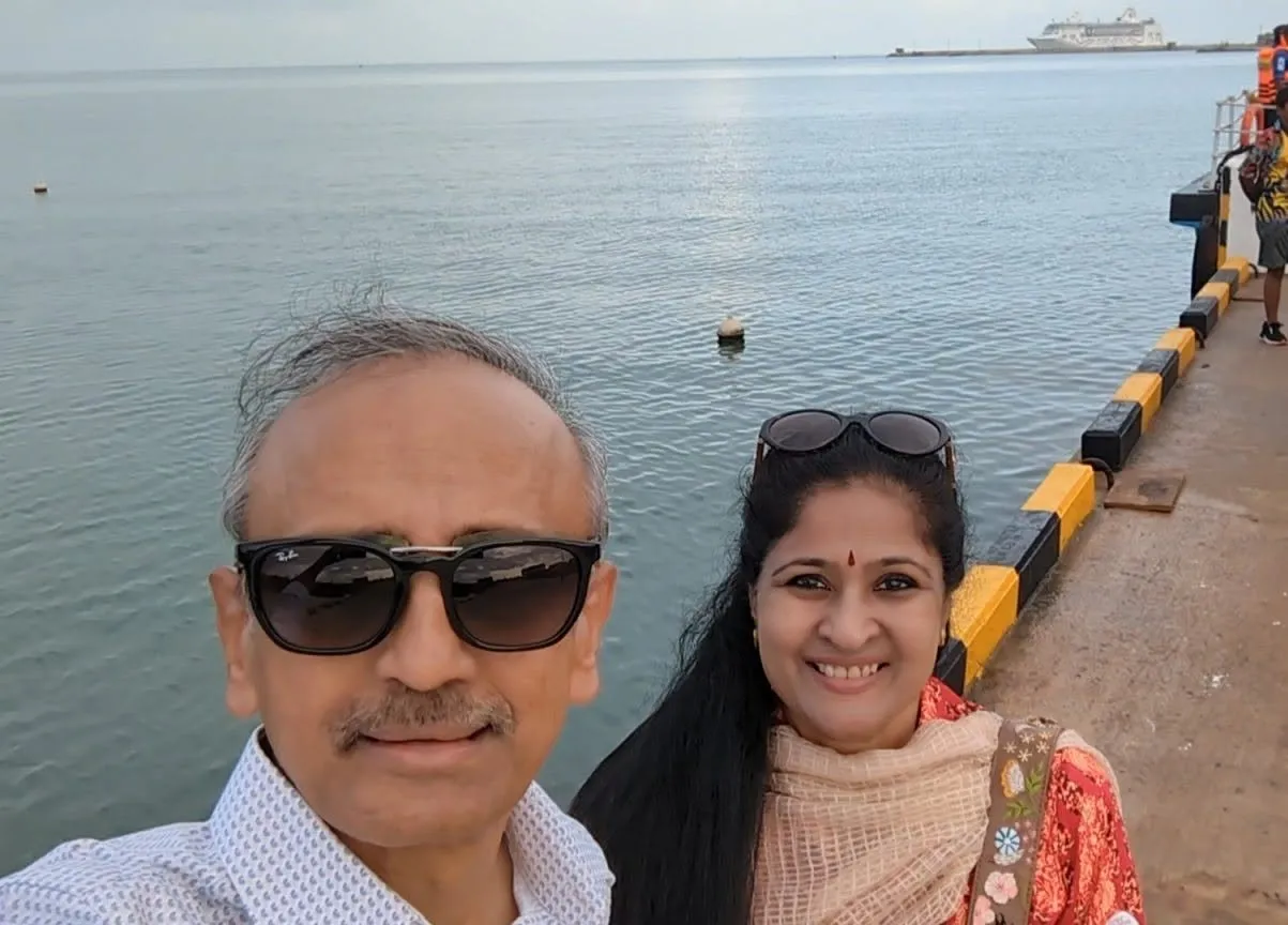 Padmanabhan on a seaside pier